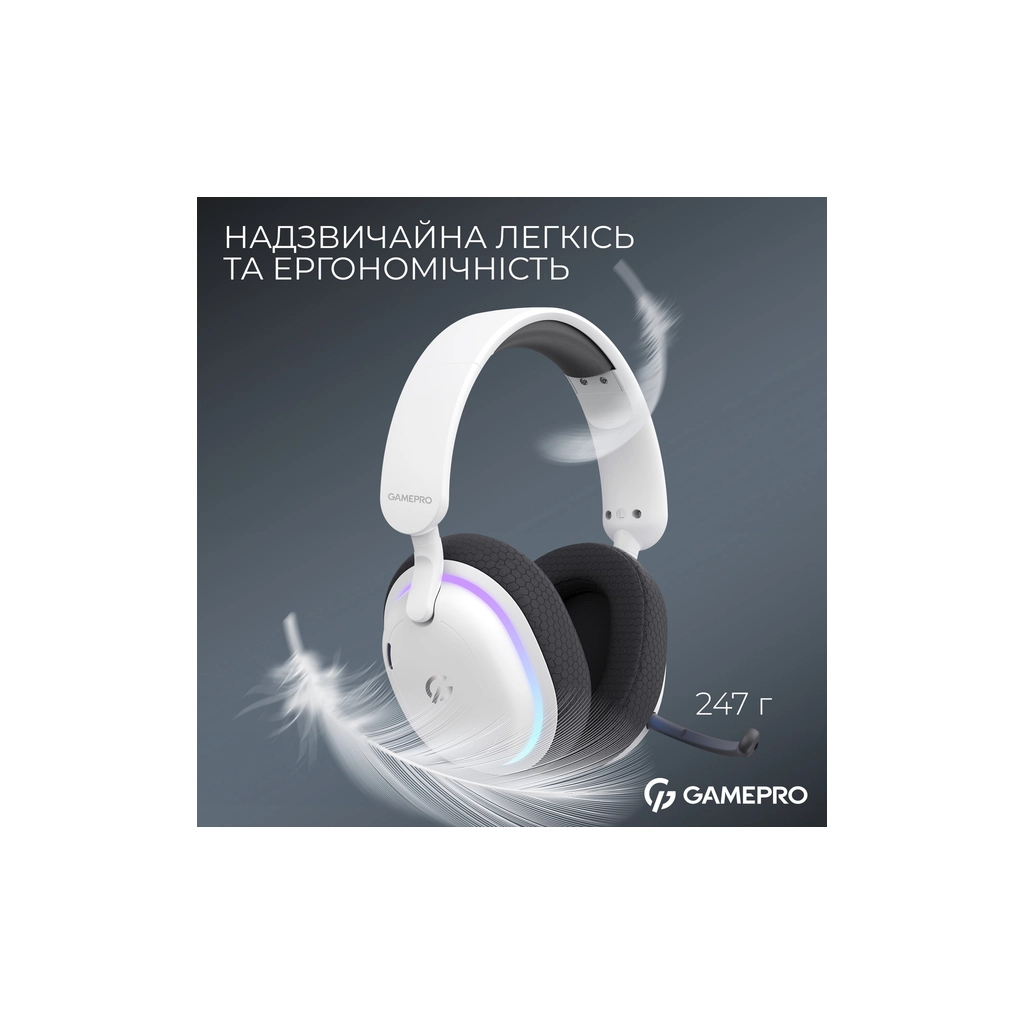Навушники GamePro Asgard Bragi 7.1 RGB Tri-Mod White (HSW250W)