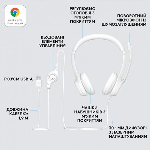Гарнітура Logitech USB H390 (981-001286) White 