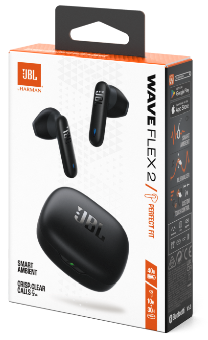 Гарнітура JBL WAVE FLEX 2 Black (JBLWFLEX2BLK) 