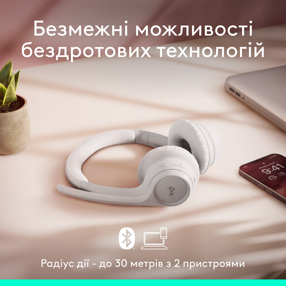 Гарнітура Logitech Zone 300 Wireless Headset BT White (981-001417) 