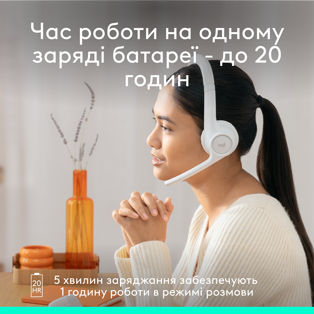 Гарнітура Logitech Zone 300 Wireless Headset BT White (981-001417) 