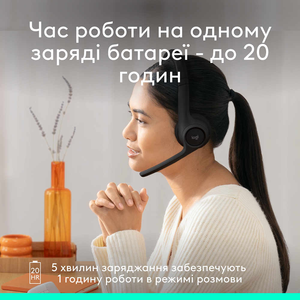 Гарнітура Logitech Zone 300 Wireless Headset BT Black (981-001407) 