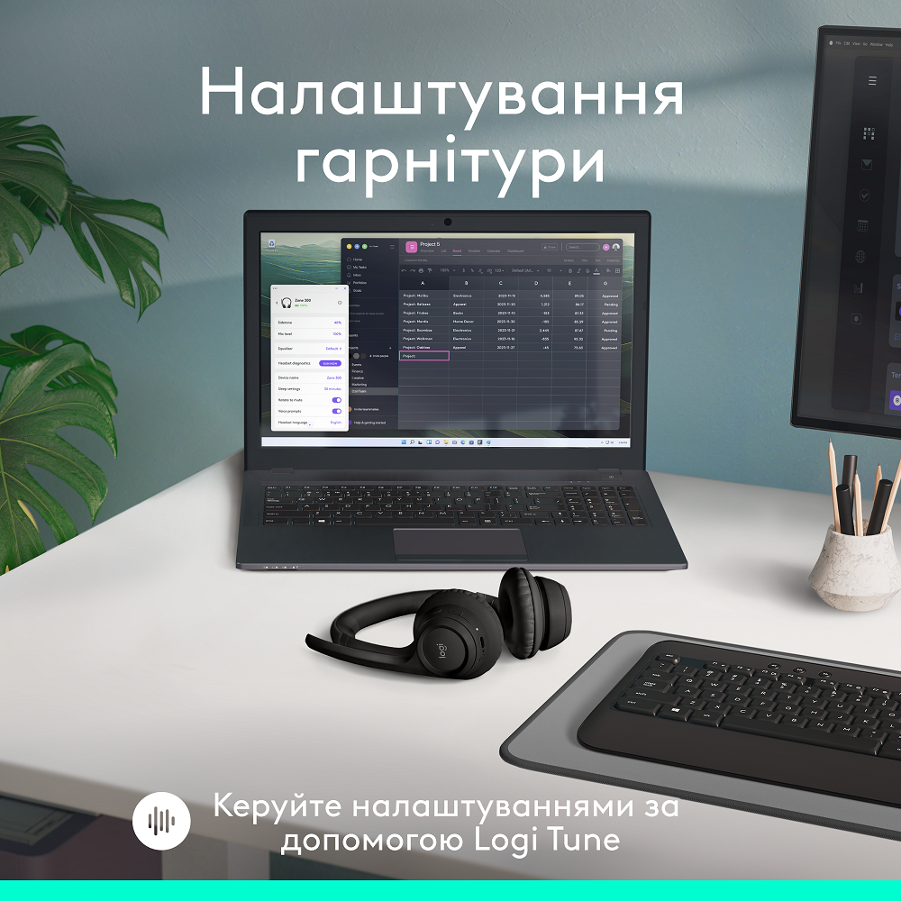 Гарнітура Logitech Zone 300 Wireless Headset BT Black (981-001407) 