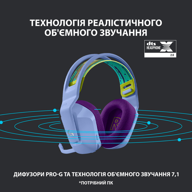 Гарнітура Logitech G733 Lightspeed Wireless RGB, LILAC
