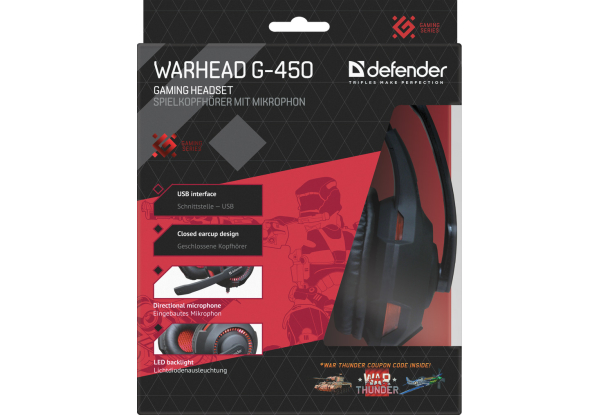 Гарнітура Defender Warhead G-450 Red-Black (64146)