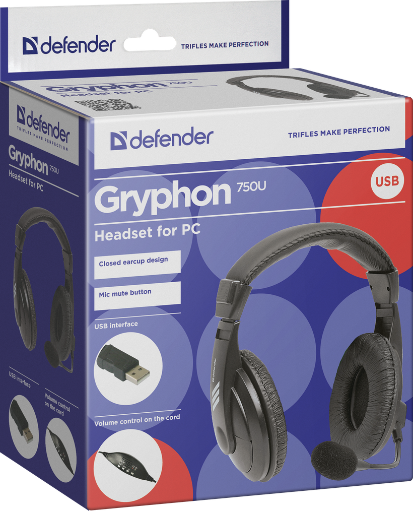 Гарнітура Defender Gryphon 750U USB Black (63752)