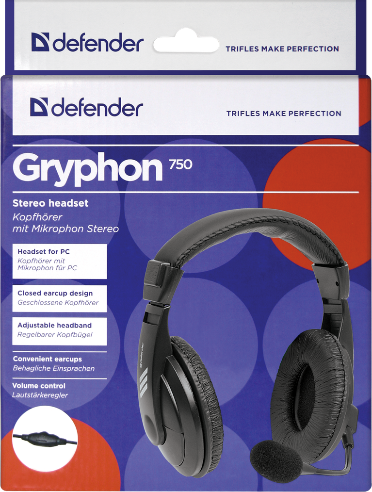 Гарнітура Defender Gryphon HN-750 Black (63750)