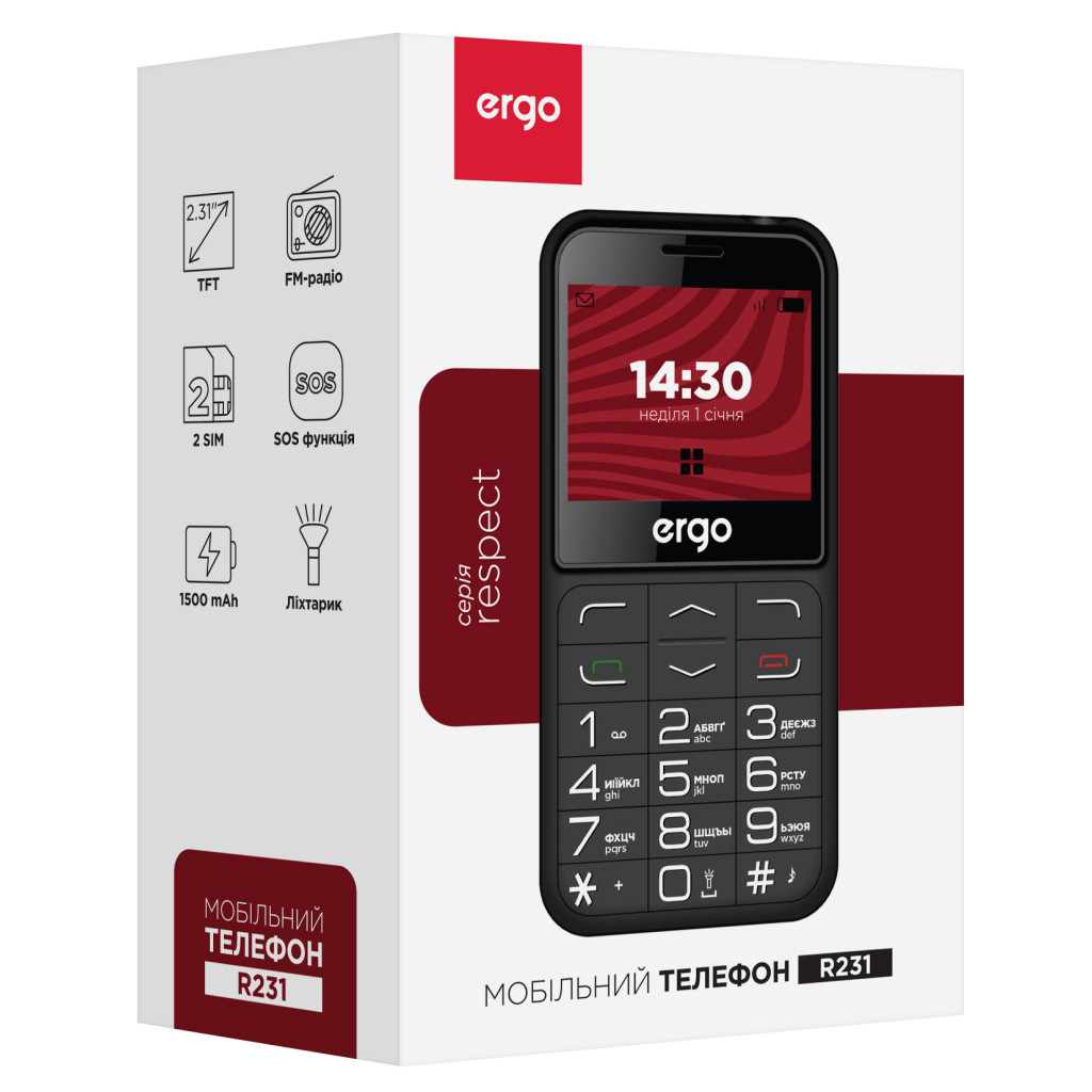 Мобільний телефон Ergo R231 Black