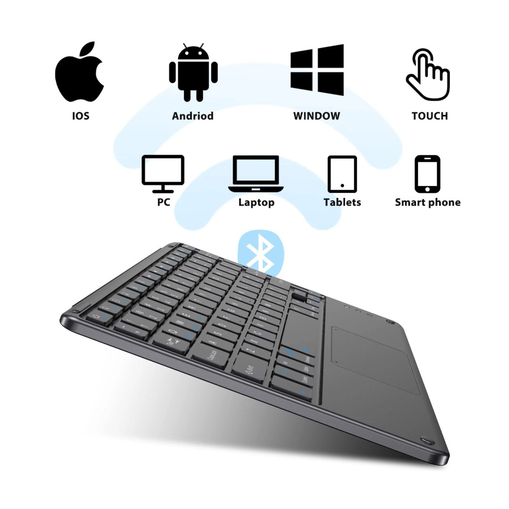 Клавіатура BeCover (265х185 мм) with TouchPad Bluetooth UA Black (713401)