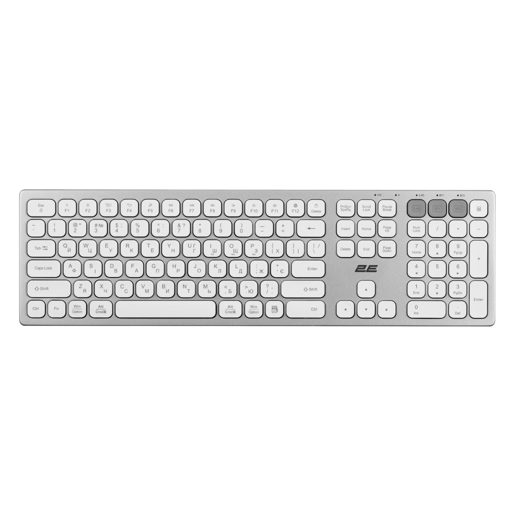 Клавіатура 2E KS270 109key Wireless UA Silver/White (2E-KS270WBWH_UA)