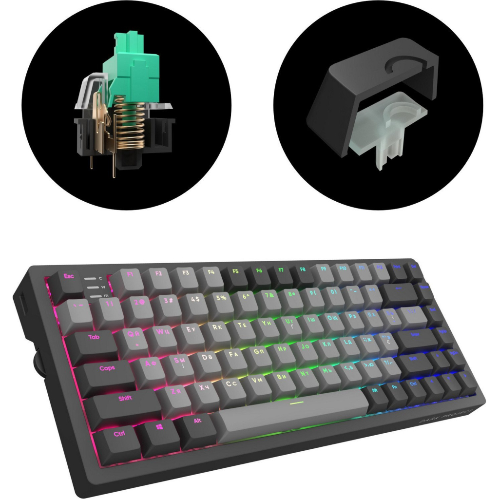 Клавіатура Dark Project KD83A PBT Mechanical Gateron Cap Teal USB Black/Gray (KB-GCT-871-100004)