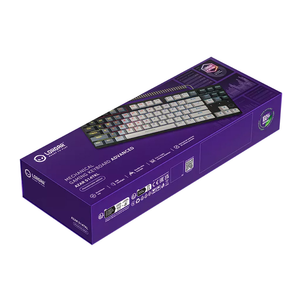 Клавіатура Lorgar Azar 514TKL RGB Mechanical USB UA White/Grey (LRG-GK514TKL-WH-UA)