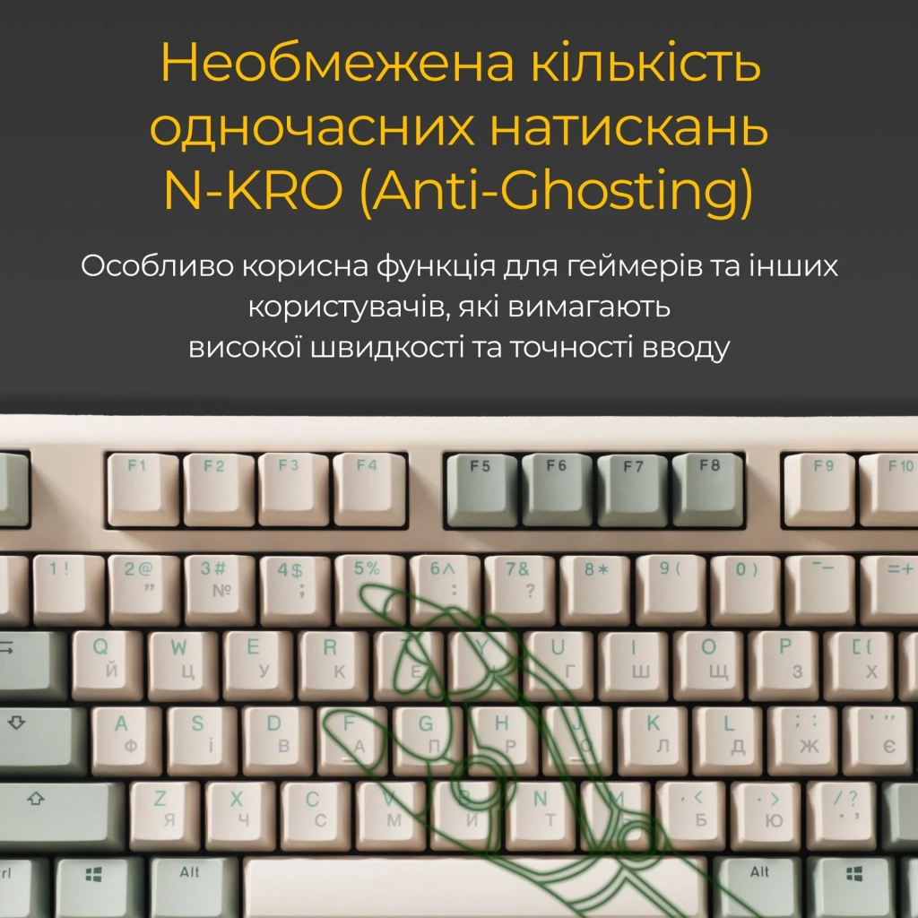 Клавіатура Ducky One 3 TKL Cherry MX Silent Red UA USB Cream (DKON2187-SUAPXМAEGGC1)