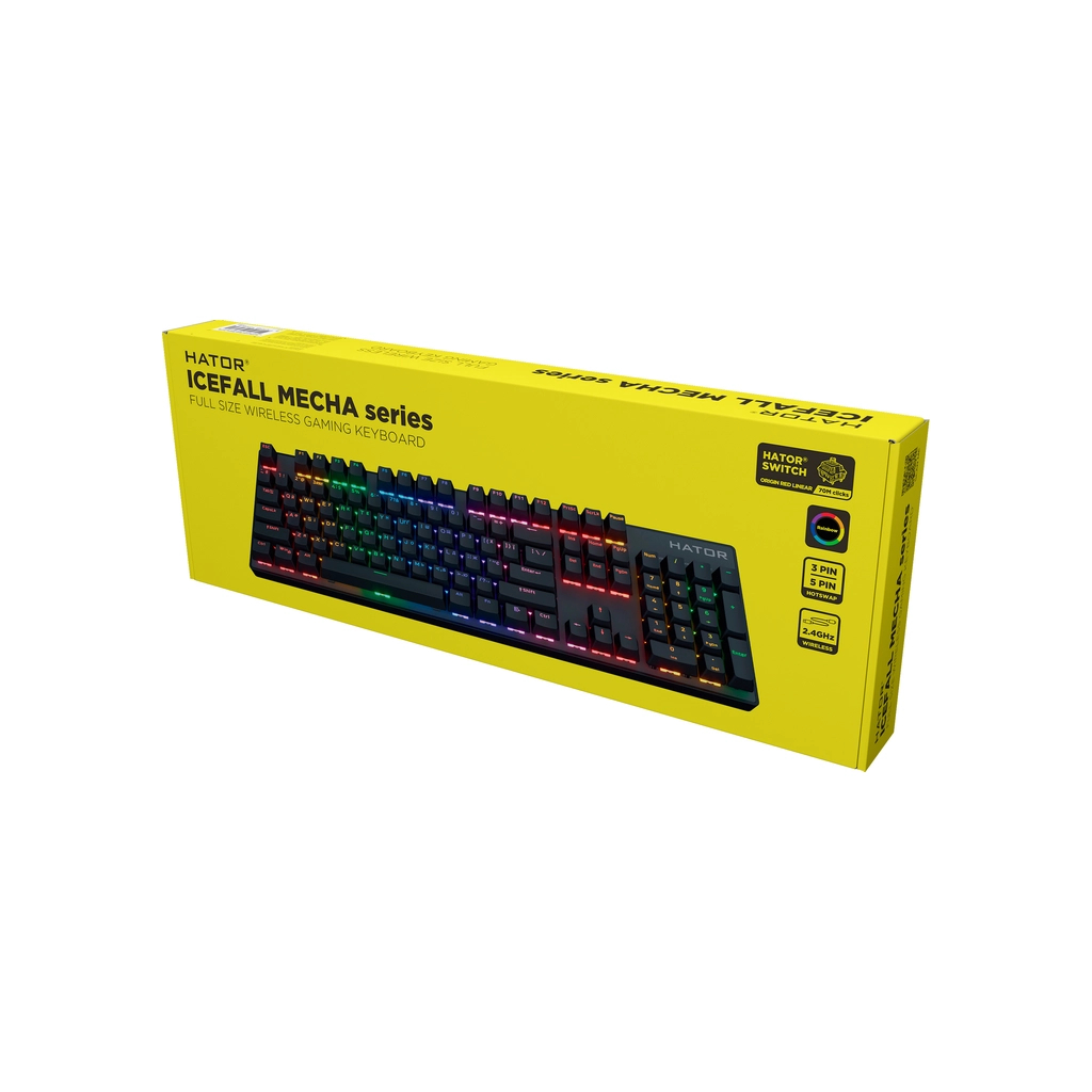 Клавіатура Hator Icefall Mecha Rainbow Wireless/USB Black (HTK204UA)