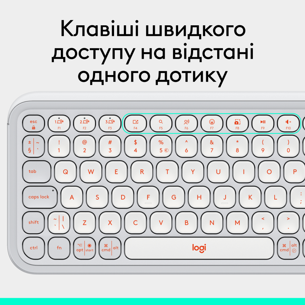Клавіатура Logitech POP Icon Keys Bluetooth UA Off-White (920-013072)