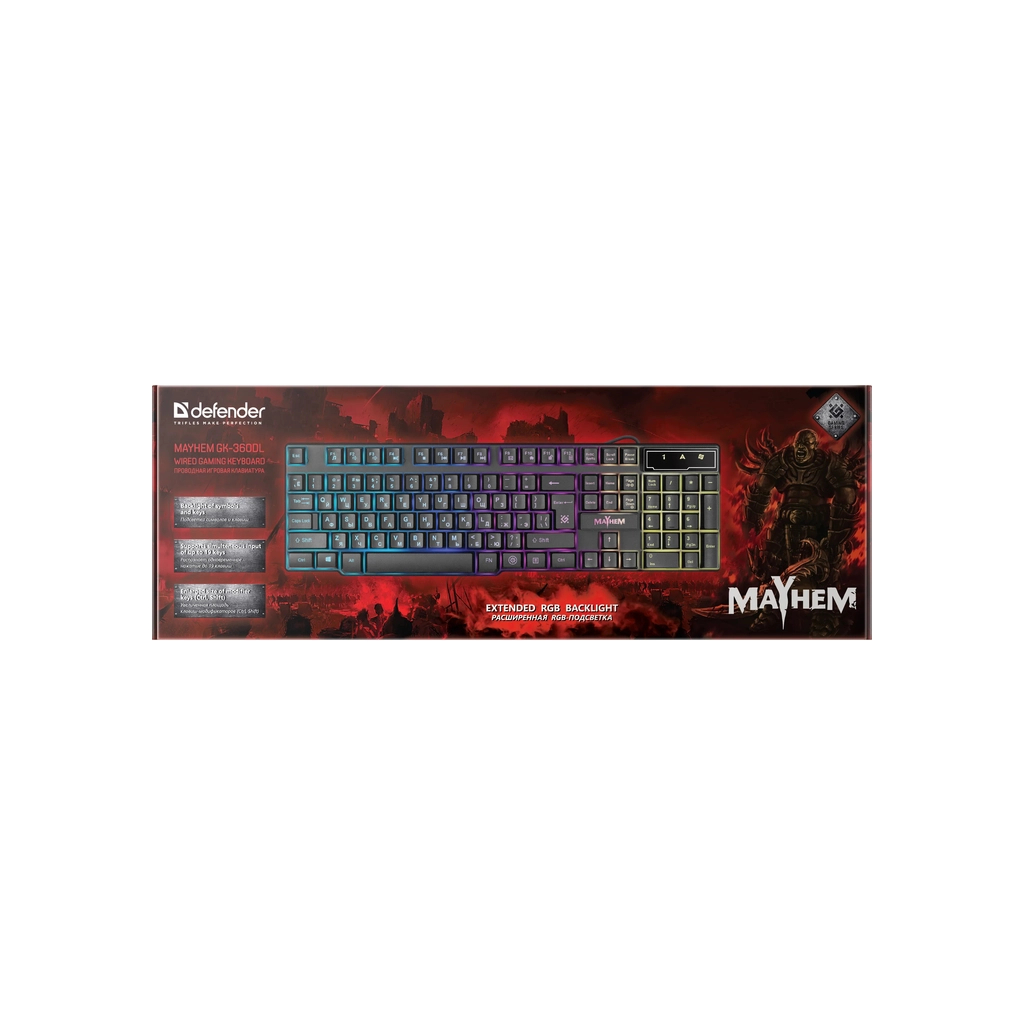Клавіатура Defender Mayhem Mayhem GK-360DL USB UA Black (45362)