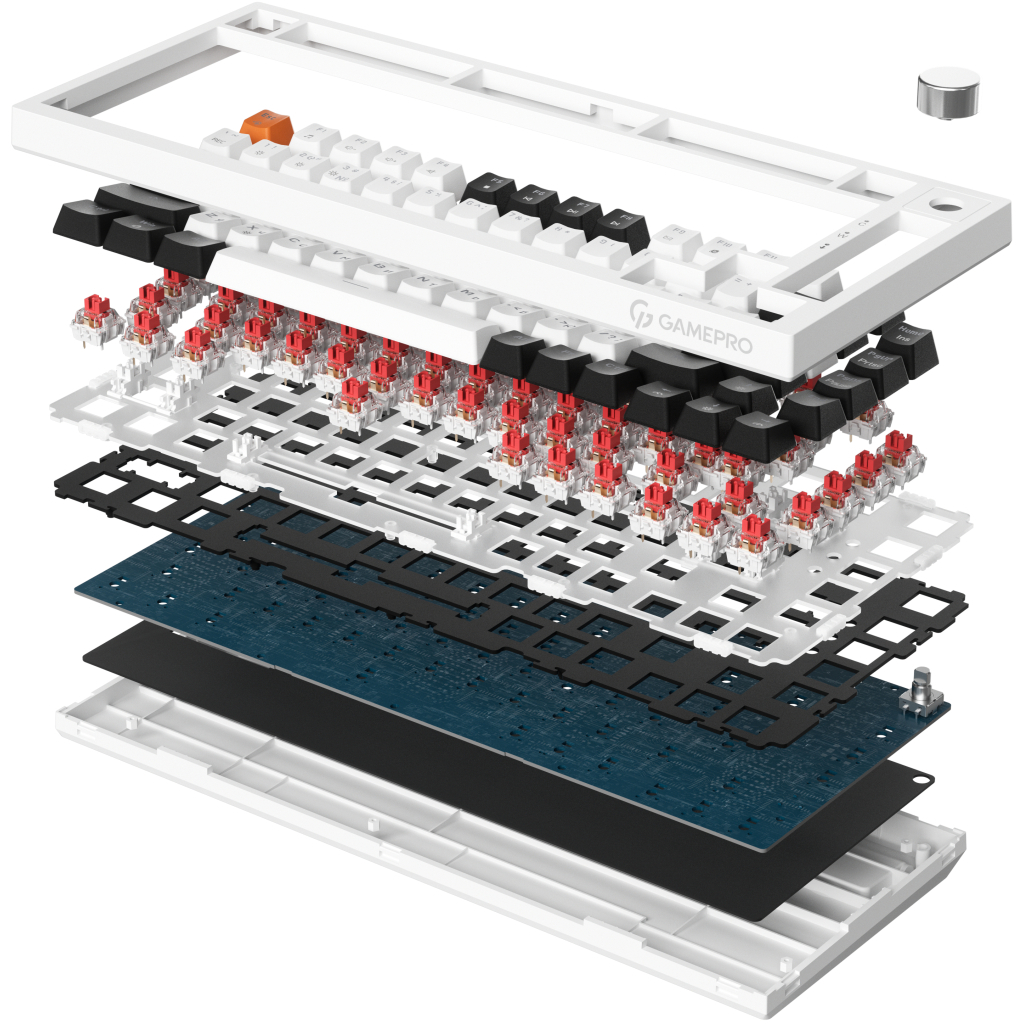 Клавіатура GamePro MK160W Hot-Swap Red Swich RGB USB UA White (MK160W)
