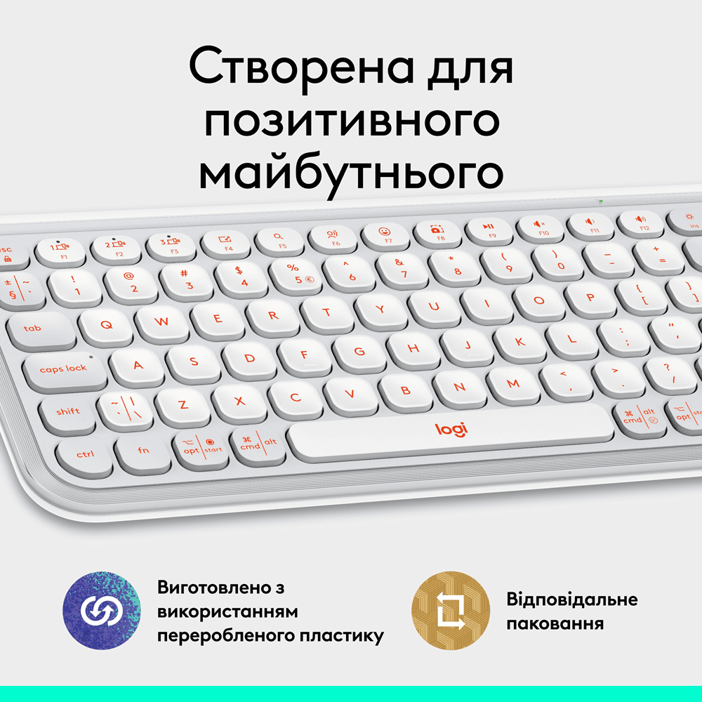 Клавіатура Logitech POP Icon Keys OFF WHITE US INT'L (L920-013072) 
