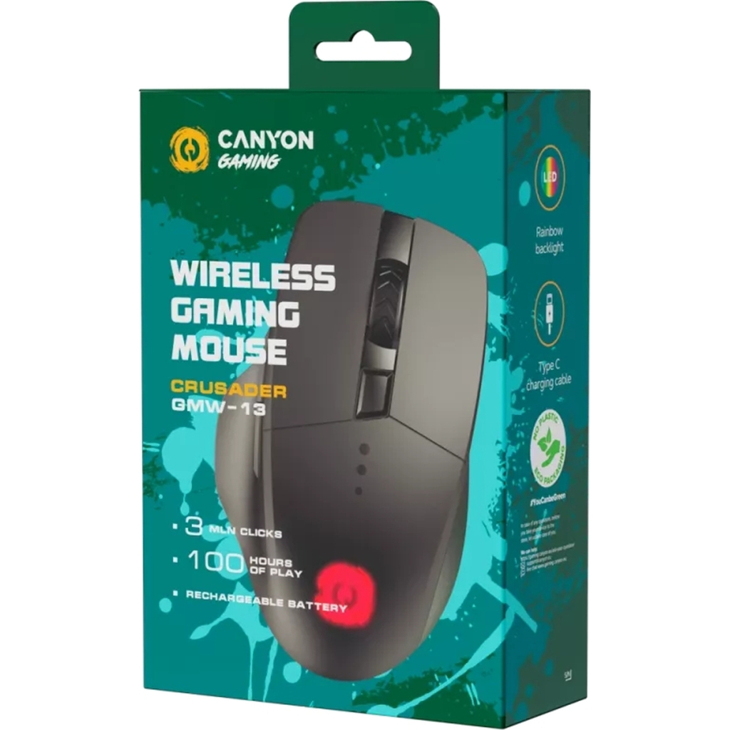 Мишка Canyon Crusader GMW-13 RGB Wireless Black (CND-SGMW13)