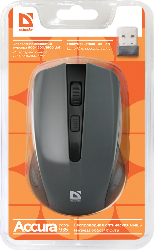 Миша Defender Accura MM-935 Wireless Grey (52936)