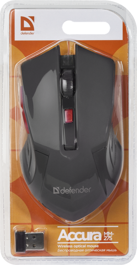 Миша Defender Accura MM-275 Wireless Red (52276)