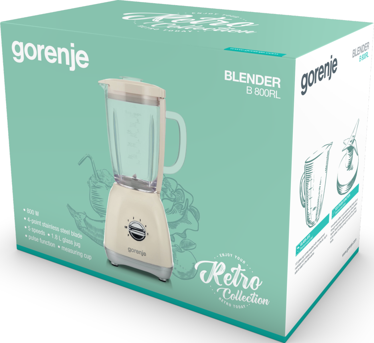 Стаціонарний блендер Gorenje B 800 RL (LW-9613G1)