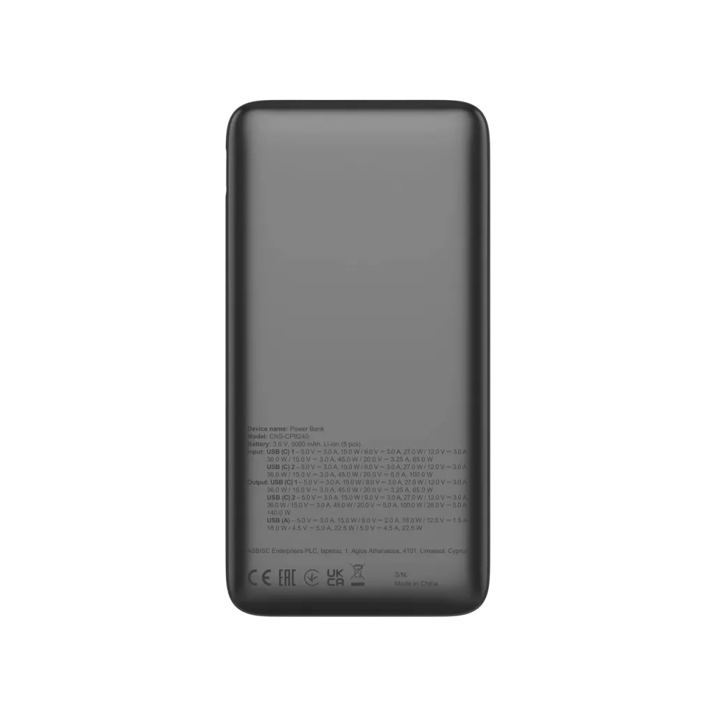 Батарея універсальна Canyon PB-240 25000mAh, PD3.1/140W, PPS, QC3.0, AFC & SCP, Digital Display (CNS-CPB240)