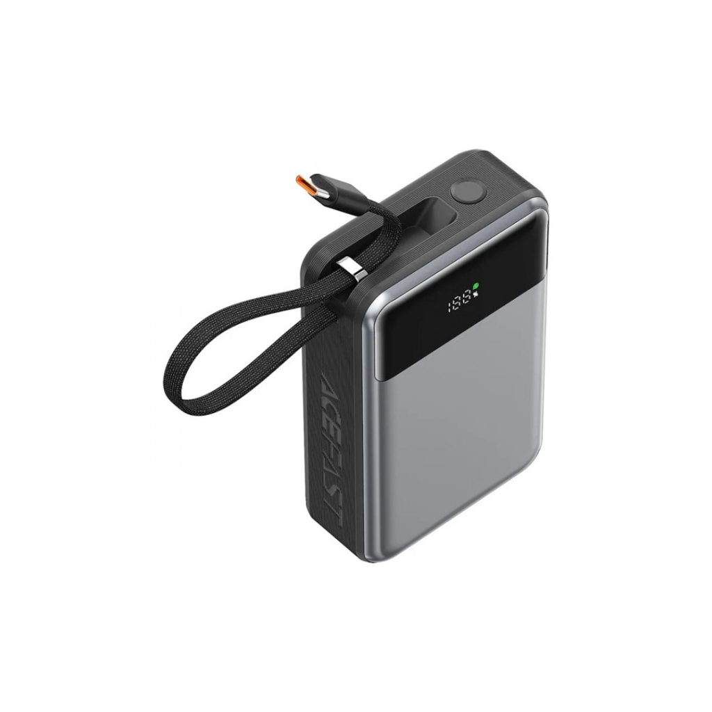 Батарея універсальна Acefast 20000mAh 65W PD, QC/3.0 USB-A+USB-C In/Out,build-in cable M21 Black-Gray (6974316283898)