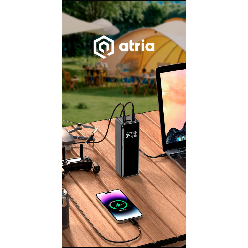 Батарея універсальна Atria 30000mAh PD/3.1/160W(Max)80W+80W, QC/3.0/22.5W (WPD-160S)
