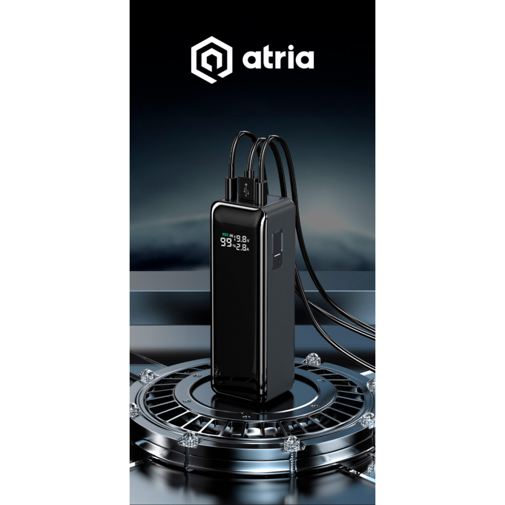 Батарея універсальна Atria 30000mAh PD/3.1/160W(Max)80W+80W, QC/3.0/22.5W (WPD-160S)