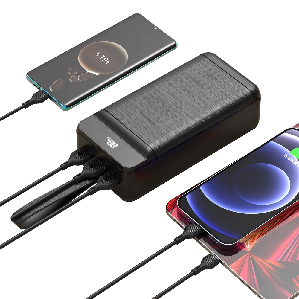 Портативний зарядний пристрій XO PR157 - 40000 mAh 3-Input PD20W + QC22.5W with light Black