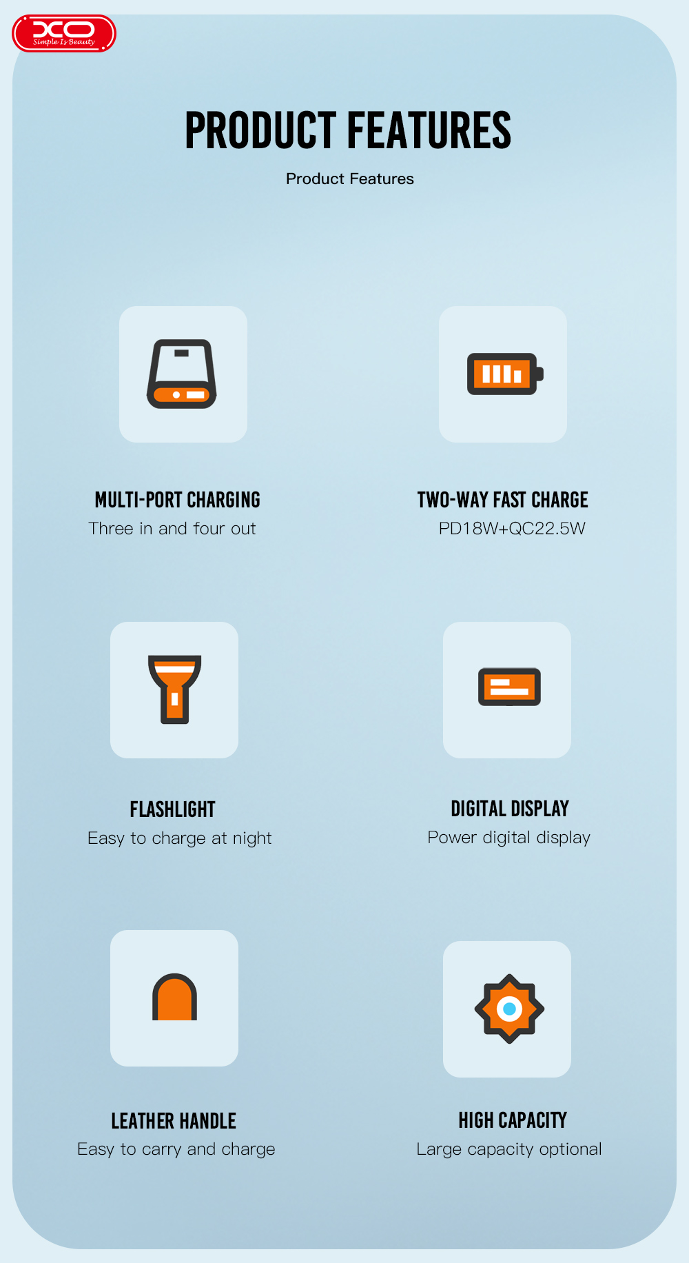 Портативний зарядний пристрій XO PR157 - 40000 mAh 3-Input PD20W + QC22.5W with light Black