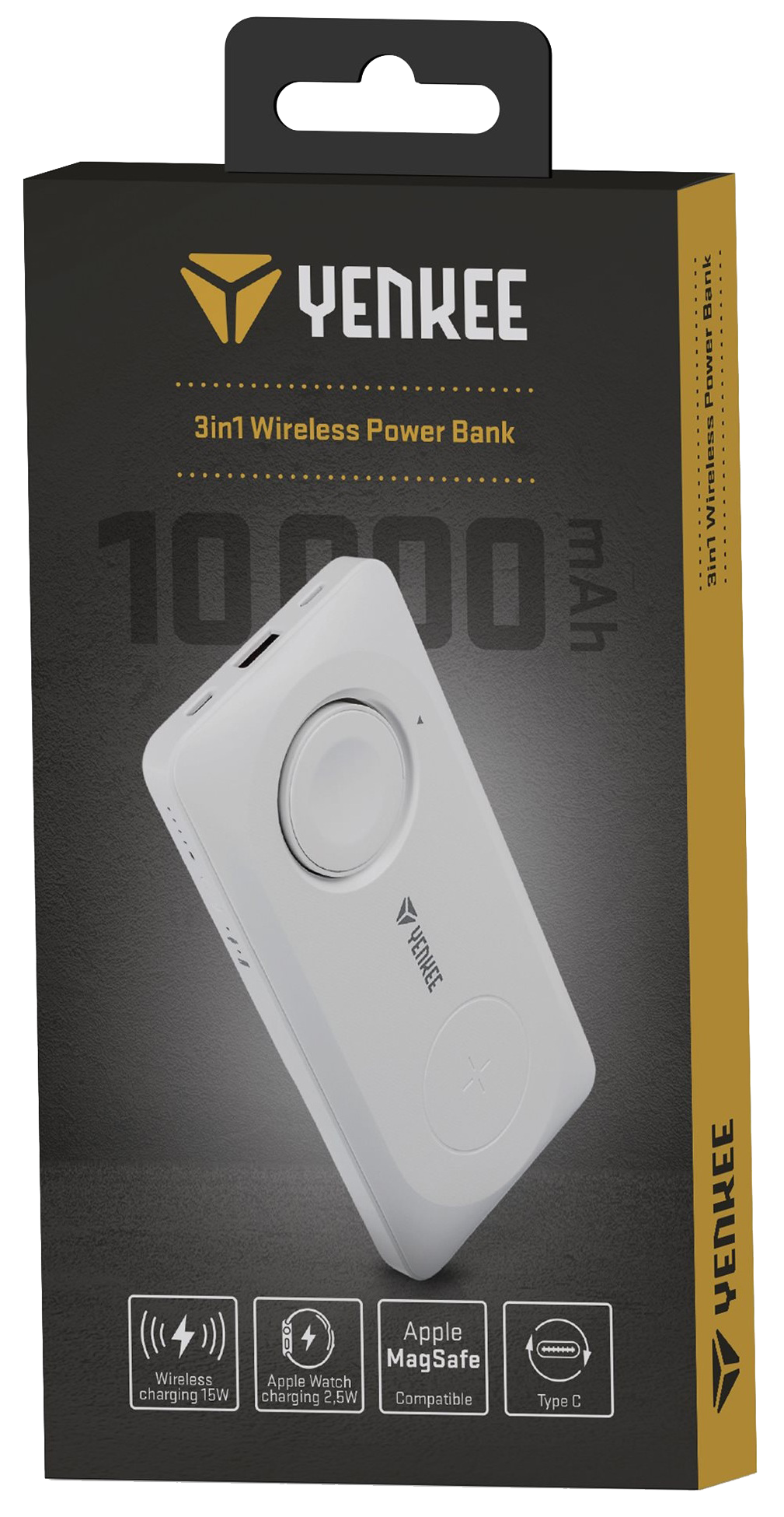 Портативний зарядний пристрій Yenkee YPB 510 - 10000 mAh PD 22,5W 3in1 Qi Wireless (White)