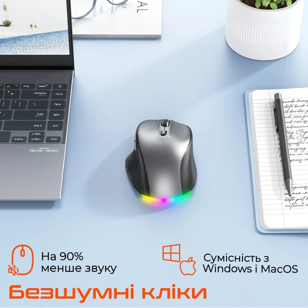 Мишка Meetion BTM007 Wireless/Bluetooth Gray (MT-BTM007-W)