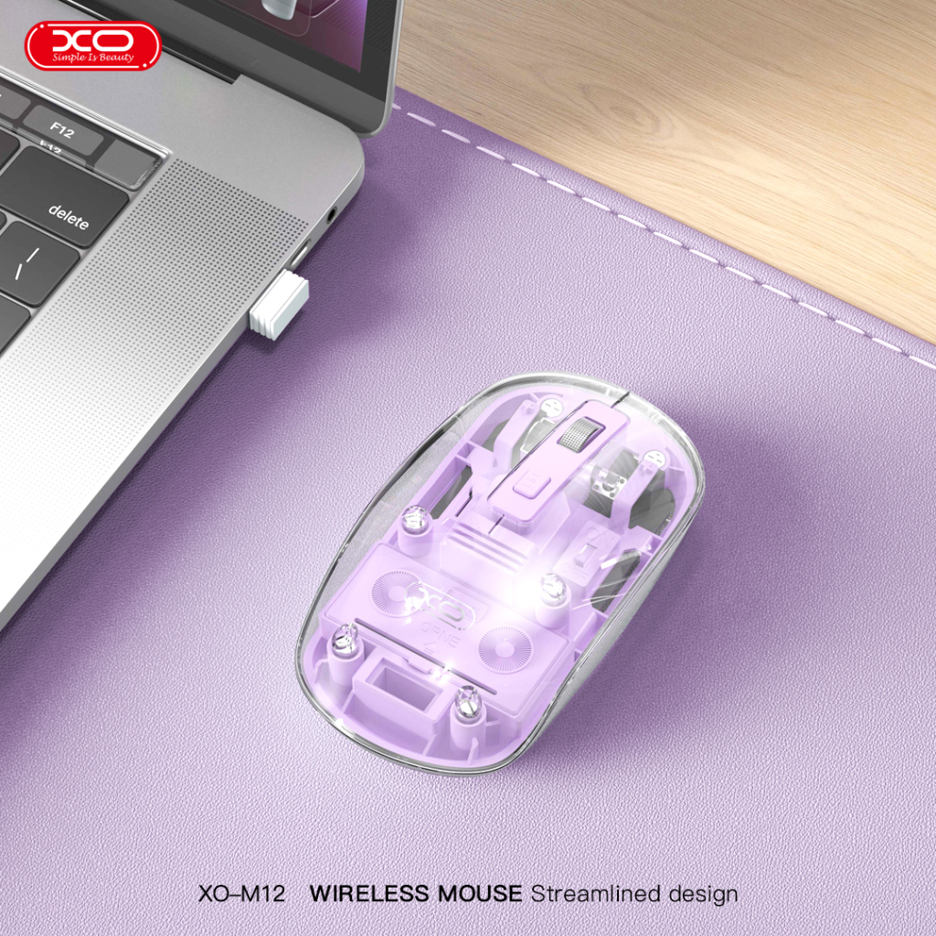 Мишка XO M12 Wireless Transparent/Pink (M12 Purple)