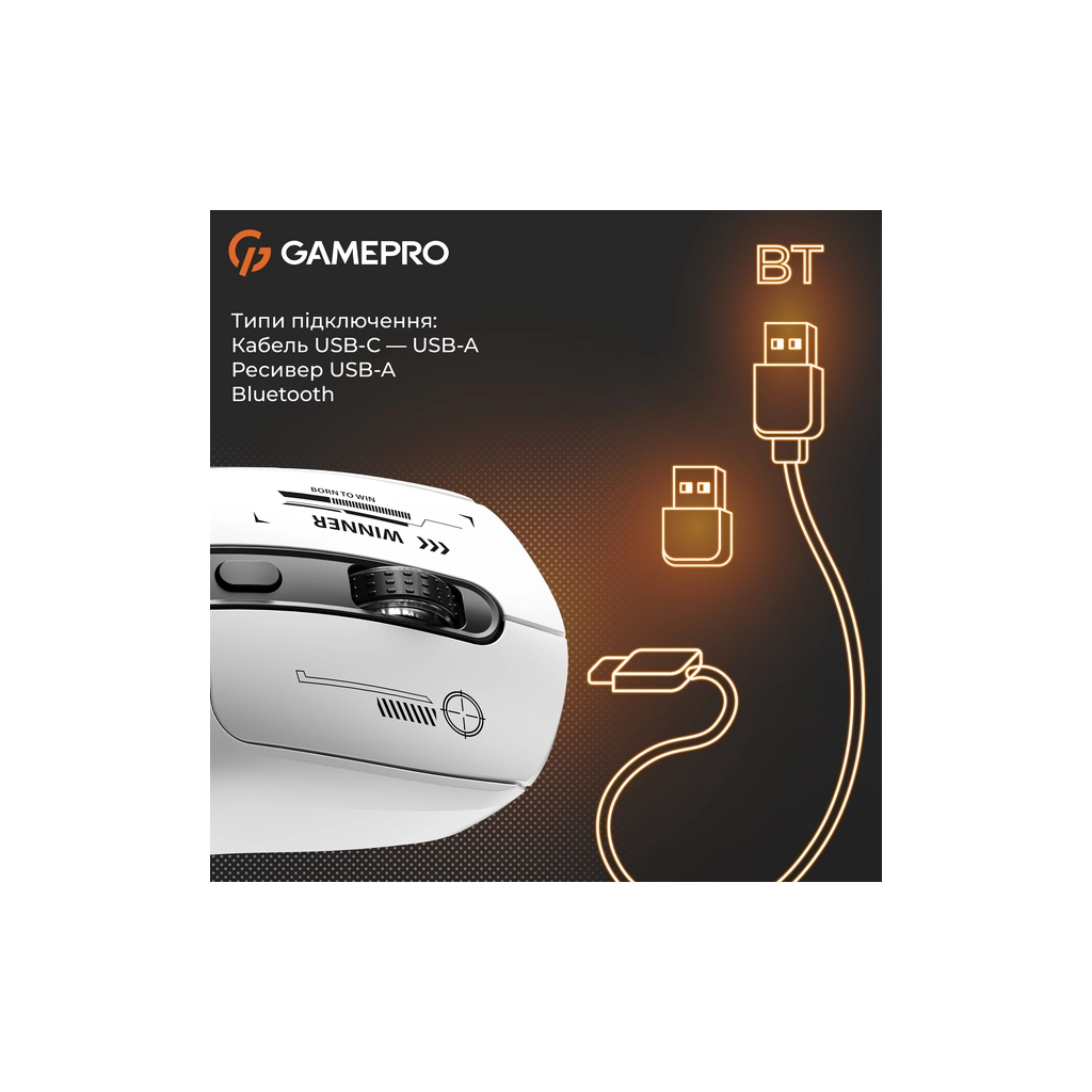Мишка GamePro Genesis Winner Wireless/Bluetooth/USB White (GM079W)