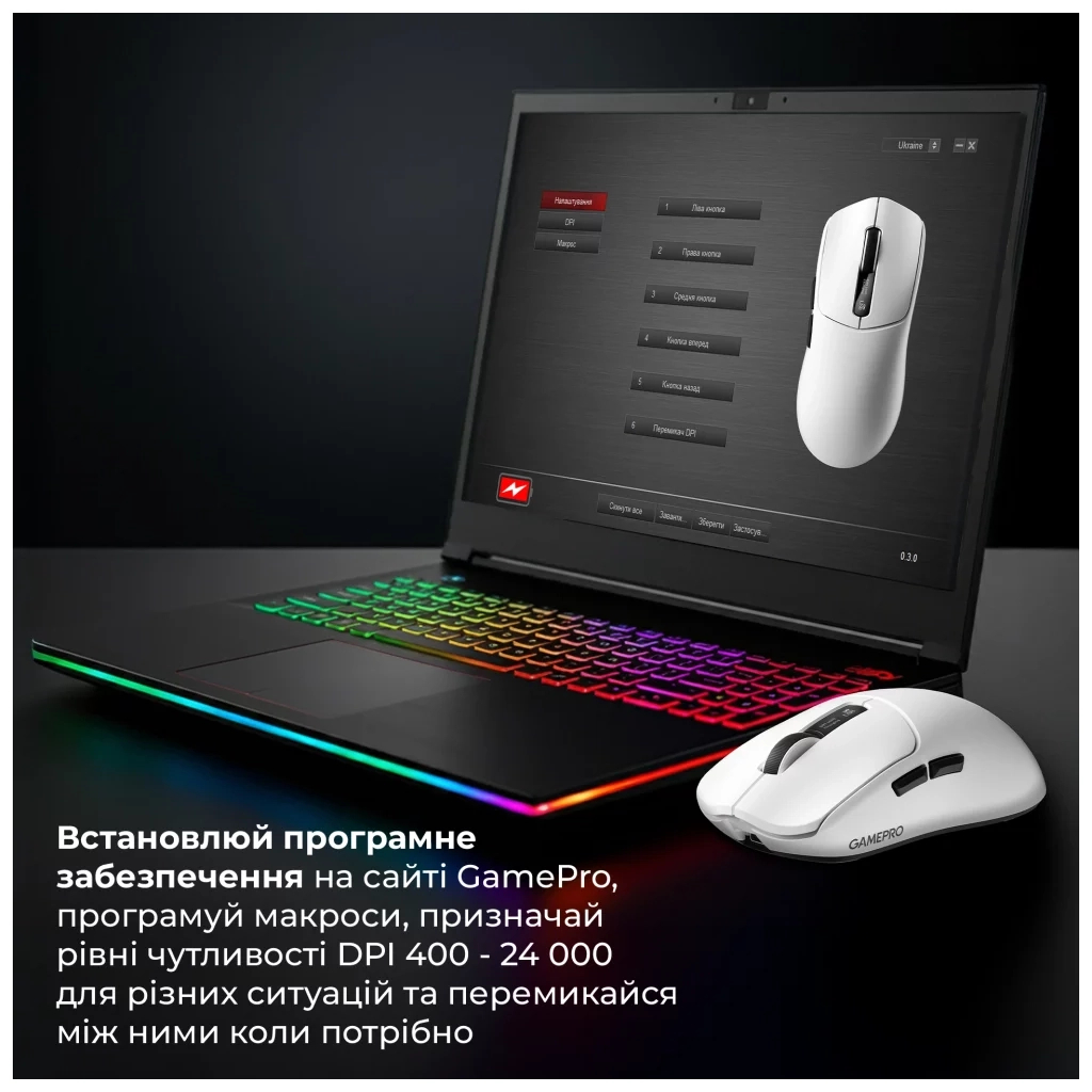 Мишка GamePro Genesis Ranker Wireless/Bluetooth/USB White (GM012W)