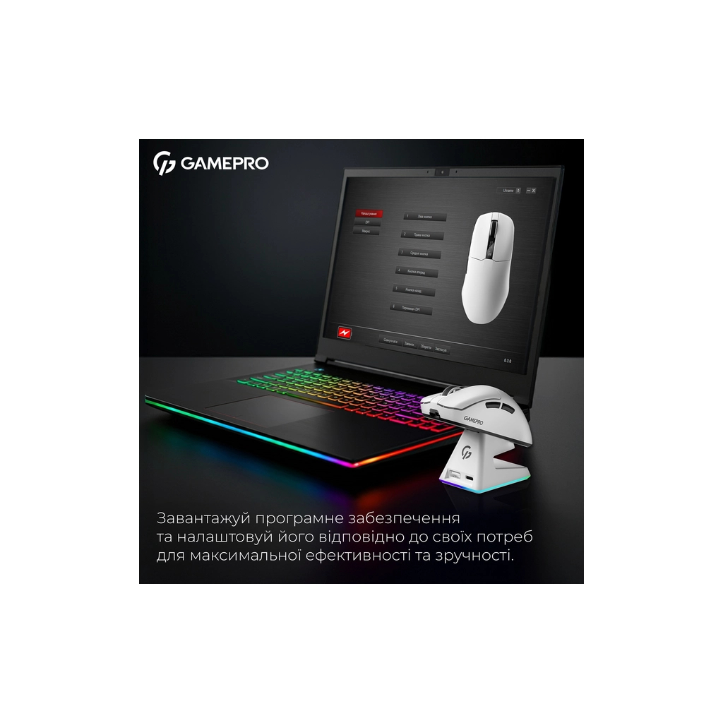 Мишка GamePro Asgard Thor Wireless/Bluetooth/USB White (GM023W)