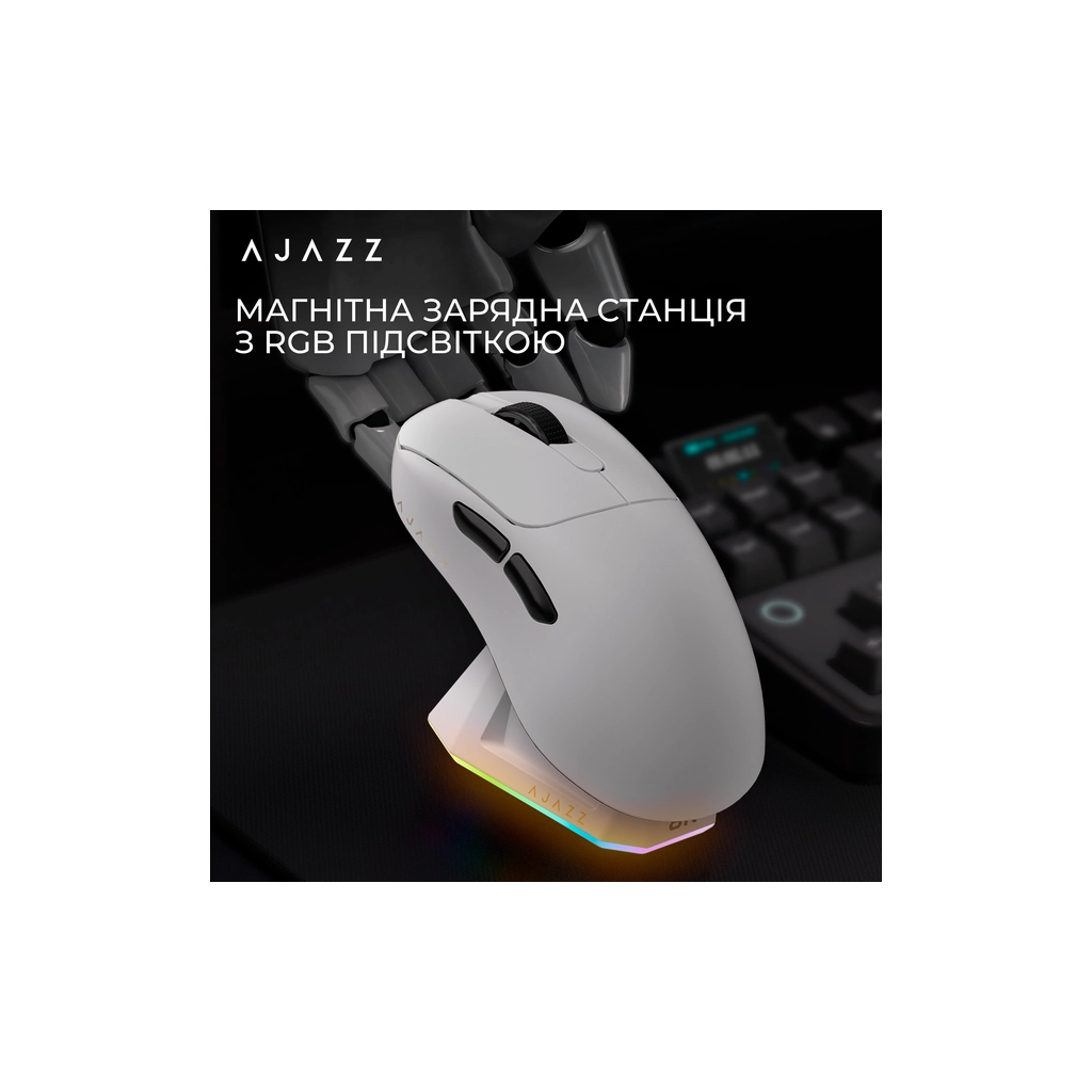 Мишка Ajazz AJ179PRO Wireless/Bluetooth/USB Charging Dock White (AJ179-PRO-W)