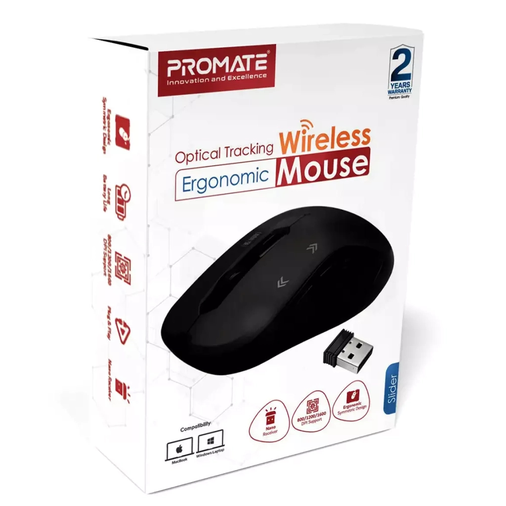 Мишка Promate Slider Wireless Black (slider.black)