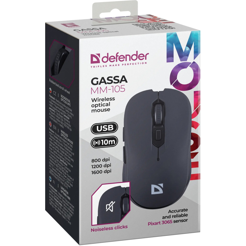 Мишка Defender Gassa MM-105 Wireless Black (52105)