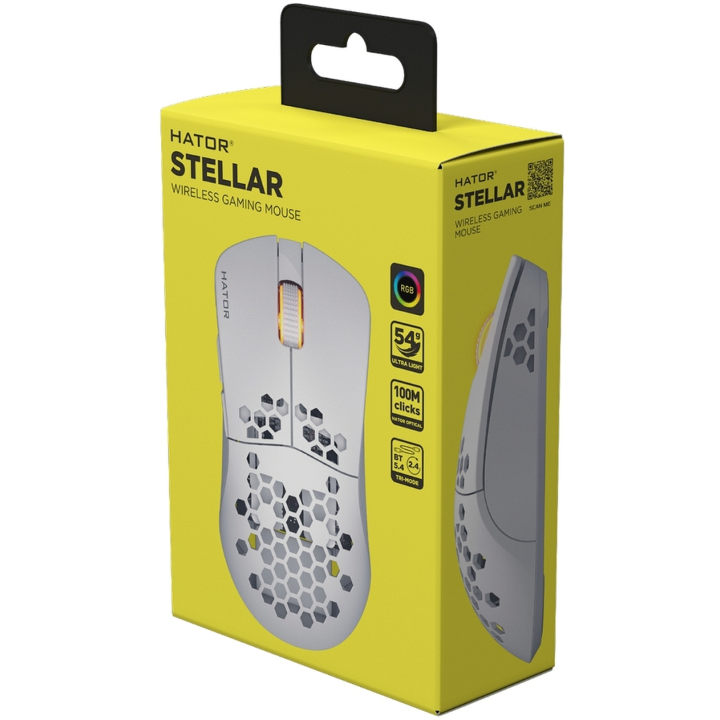 Мишка Hator Stellar Wireless/Bluetooth/USB White (HTM651)