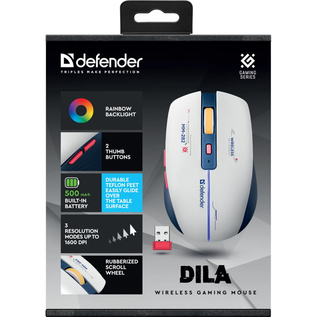 Мишка Defender Dila MM-282 Wireless White/Blue (52282)