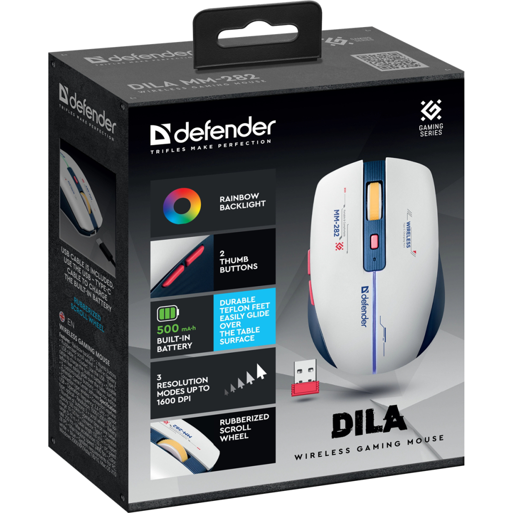 Мишка Defender Dila MM-282 Wireless White/Blue (52282)