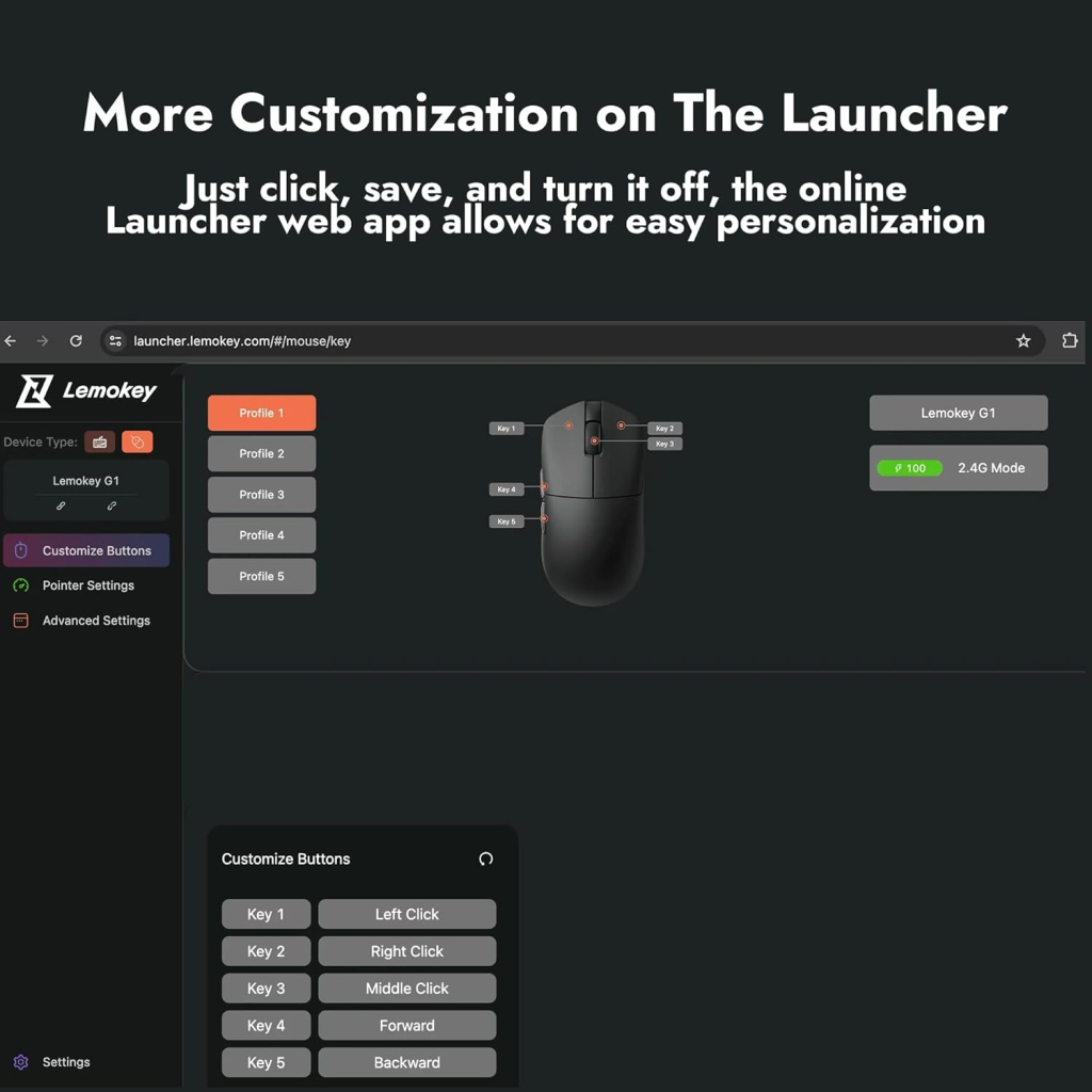 Мишка Lemokey G1 USB-A/USB-C/Wireless 8K White (G1-A2)