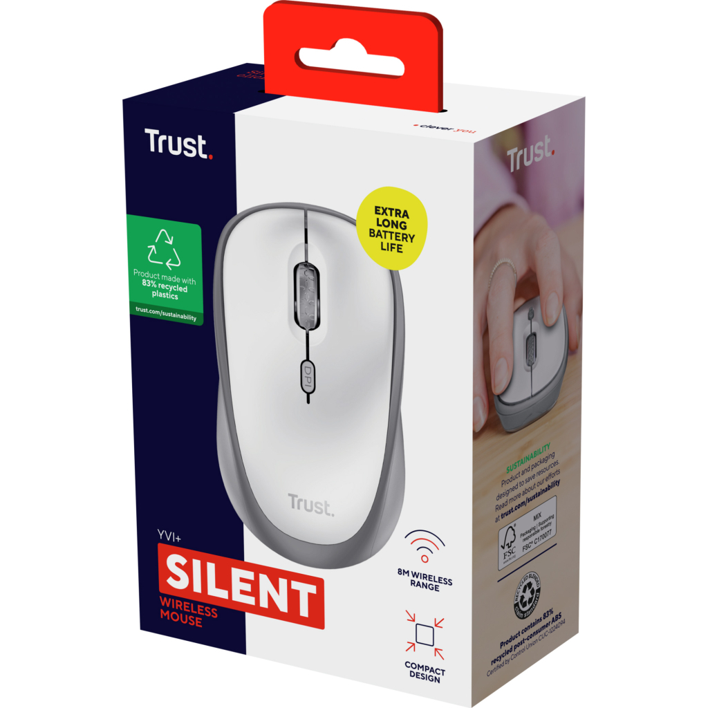 Мишка Trust Yvi+ Silent Wireless/Bluetooth White (25513)