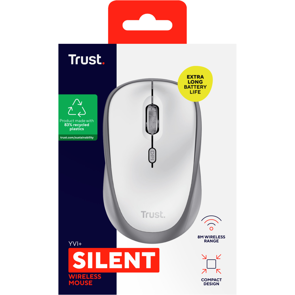 Мишка Trust Yvi+ Silent Wireless/Bluetooth White (25513)