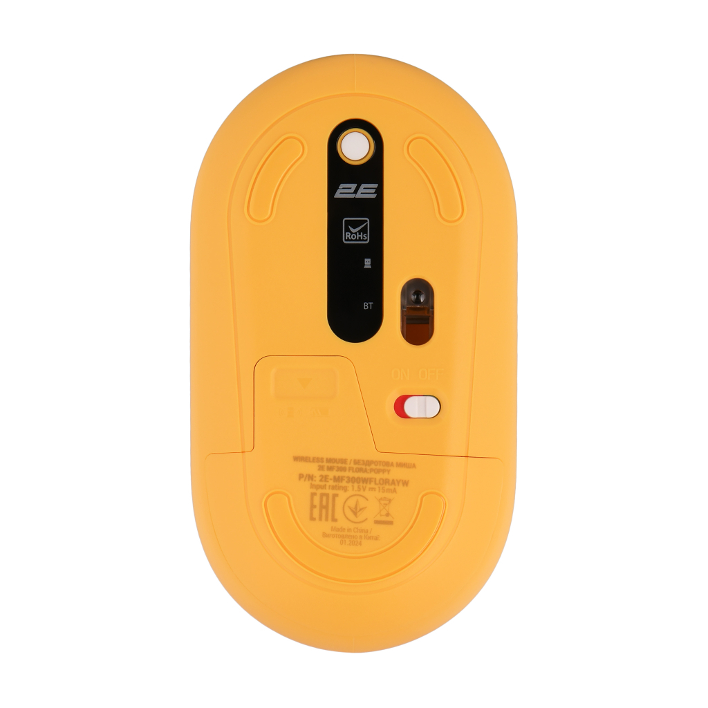 Мишка 2E MF300 FLORAPOPPY Silent Silent Wireless/Bluetooth Yellow (2E-MF300WFLORAYW)