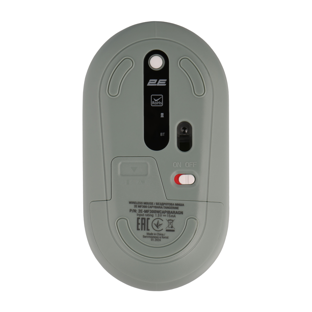 Мишка 2E MF300 CAPYBARATANGERINE Silent Wireless/Bluetooth Green (2E-MF300WCAPIBARAGN)