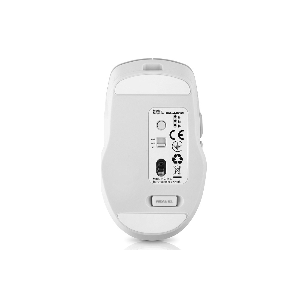 Мишка REAL-EL RM-480W Wireless/Bluetooth White (EL123200050)